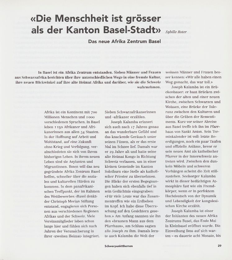 «Die Menschheit ist grösser als der Kanton Basel-Stadt» – Seite 1