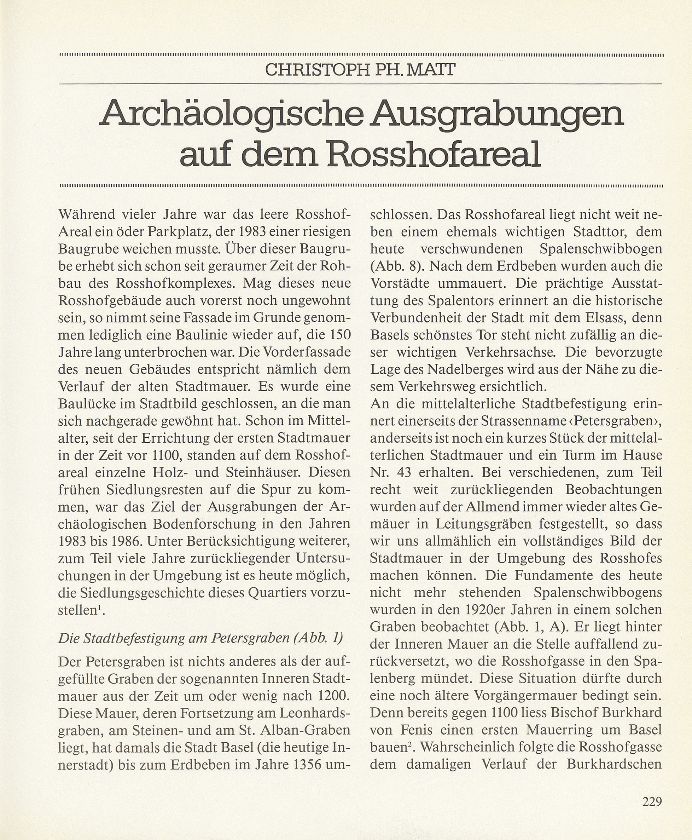 Archäologische Ausgrabungen auf dem Rosshofareal – Seite 1