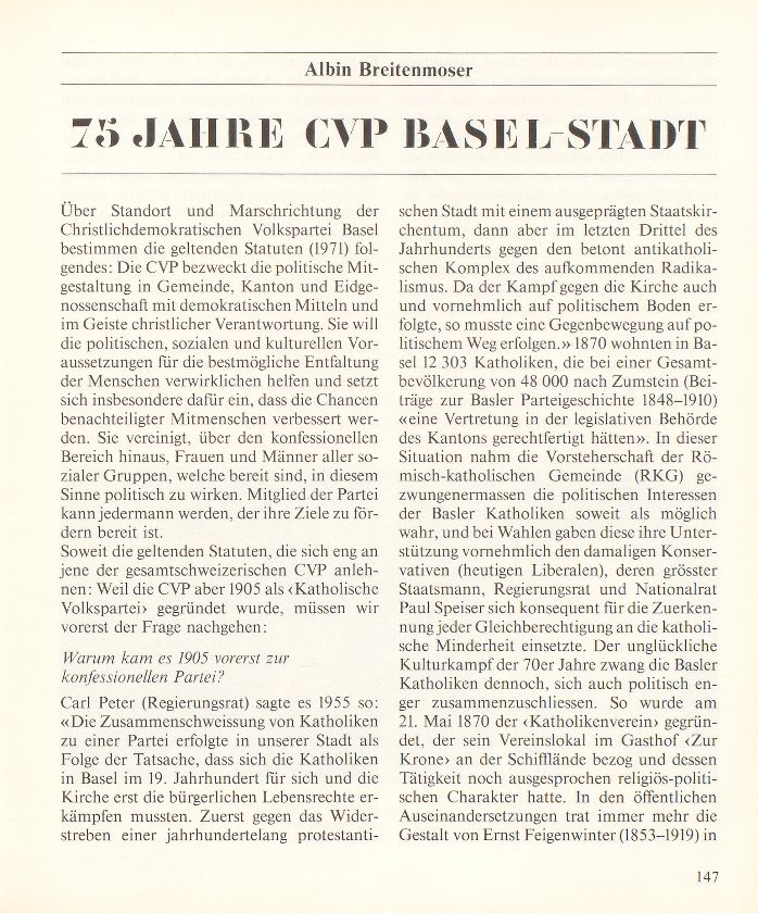 75 Jahre CVP Basel-Stadt – Seite 1