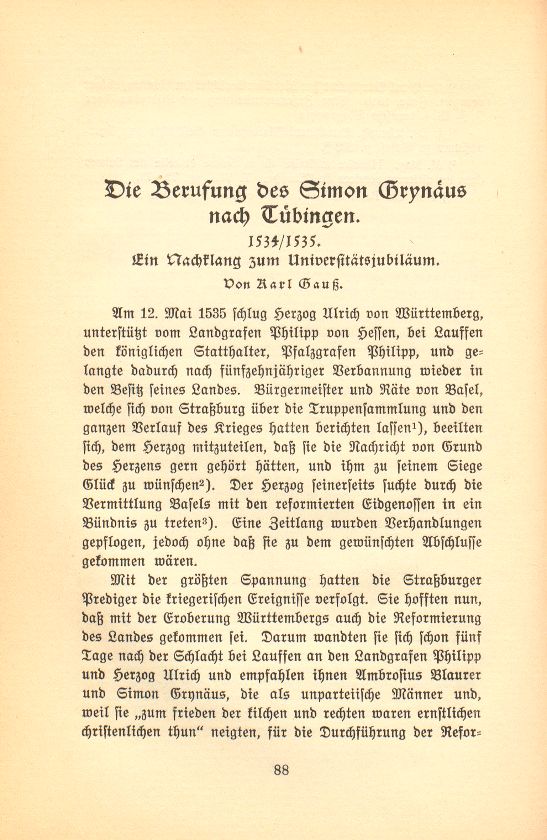Die Berufung des Simon Grynäus nach Tübingen. 1534/1535 – Seite 1