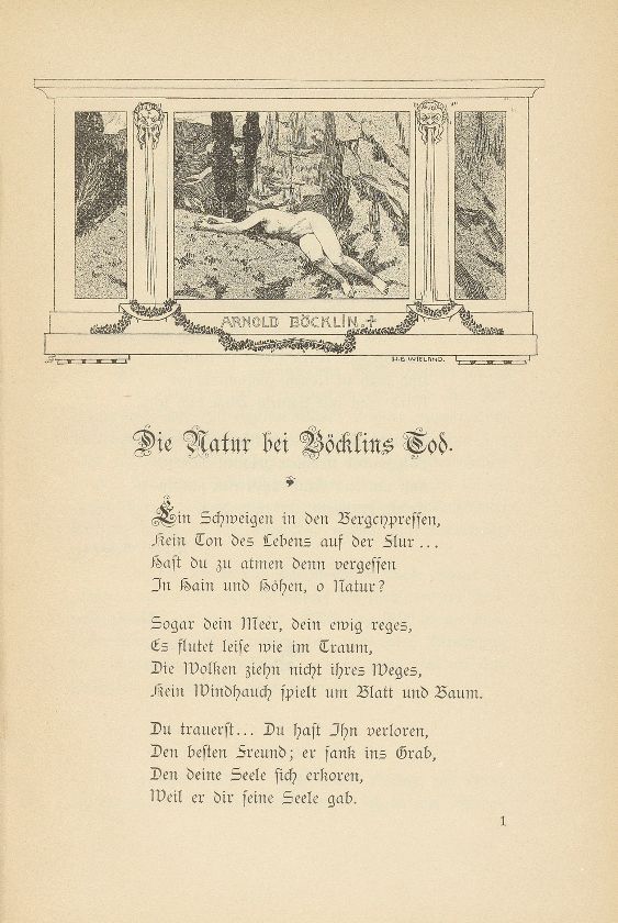 Die Natur bei Böcklins Tod [Gedicht] – Seite 1