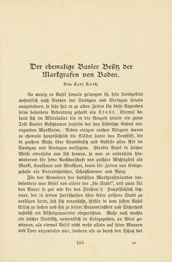 Der ehemalige Basler Besitz der Markgrafen von Baden – Seite 1