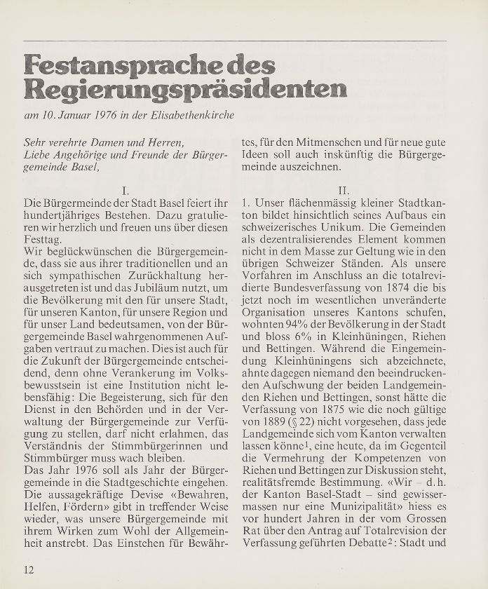 100 Jahre Basler Bürgergemeinde – Seite 1