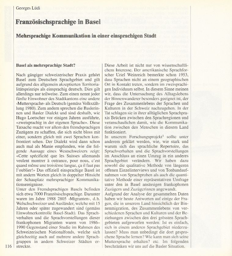 Französischsprachige in Basel – Seite 1