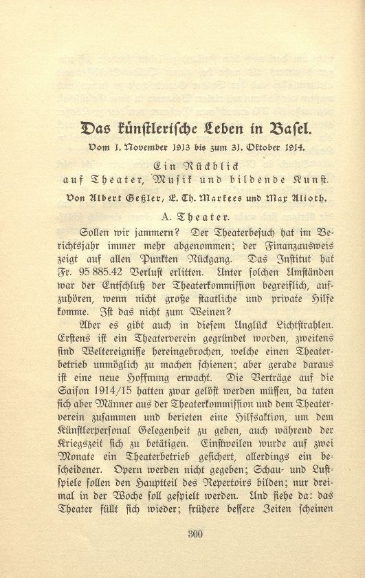 Das künstlerische Leben in Basel vom 1. November 1913 bis 31. Oktober 1914 – Seite 1
