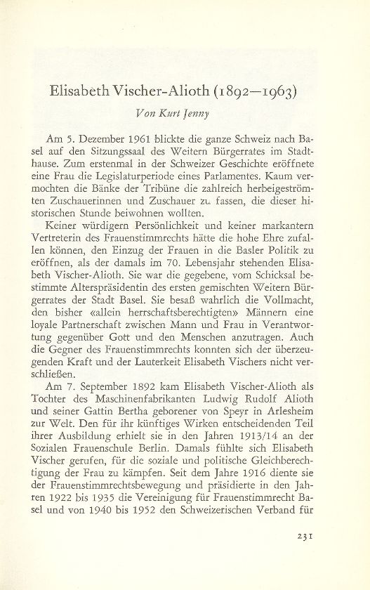 Elisabeth Vischer-Alioth (1892-1963) – Seite 1