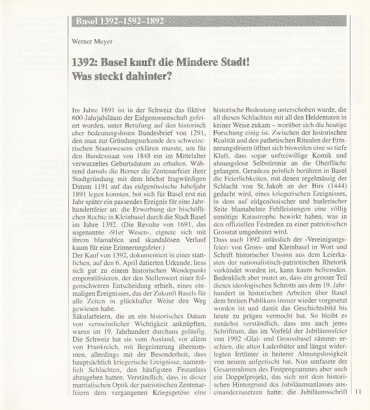 1392: Basel kauft die Mindere Stadt! Was steckt dahinter? – Seite 1