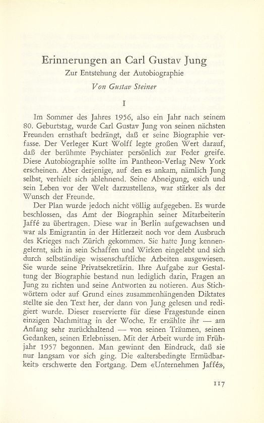 Erinnerungen an Carl Gustav Jung – Seite 1