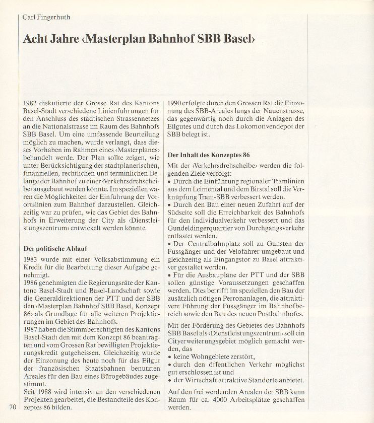 Acht Jahre ‹Masterplan Bahnhof SBB Basel› – Seite 1