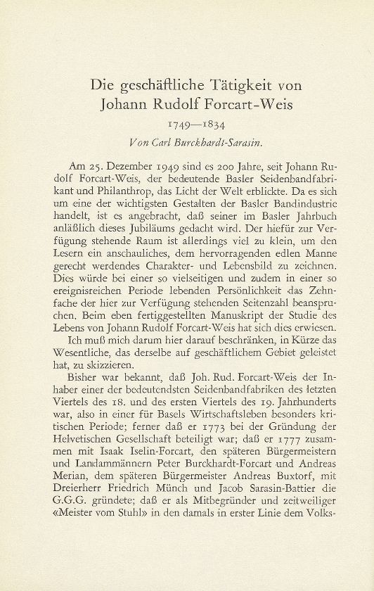 Die geschäftliche Tätigkeit von Johann Rudolf Forcart-Weis 1749-1834 – Seite 1