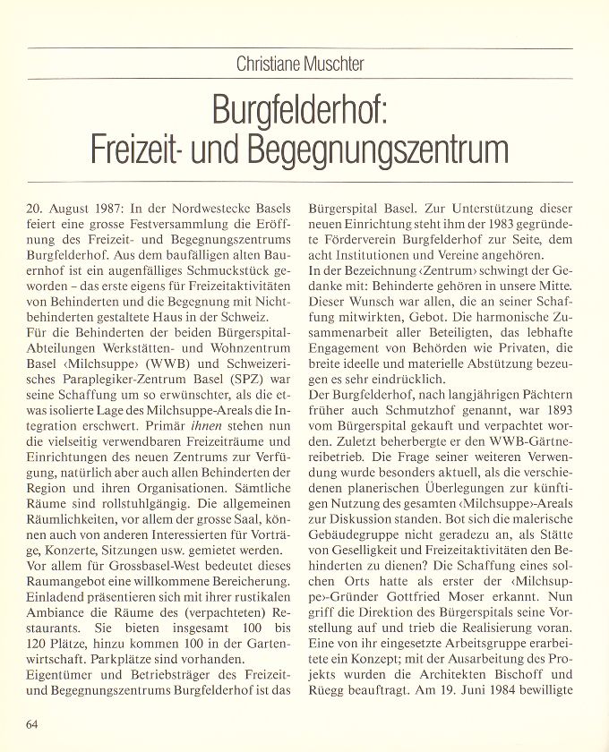 Burgfelderhof: Freizeit- und Begegnungszentrum – Seite 1
