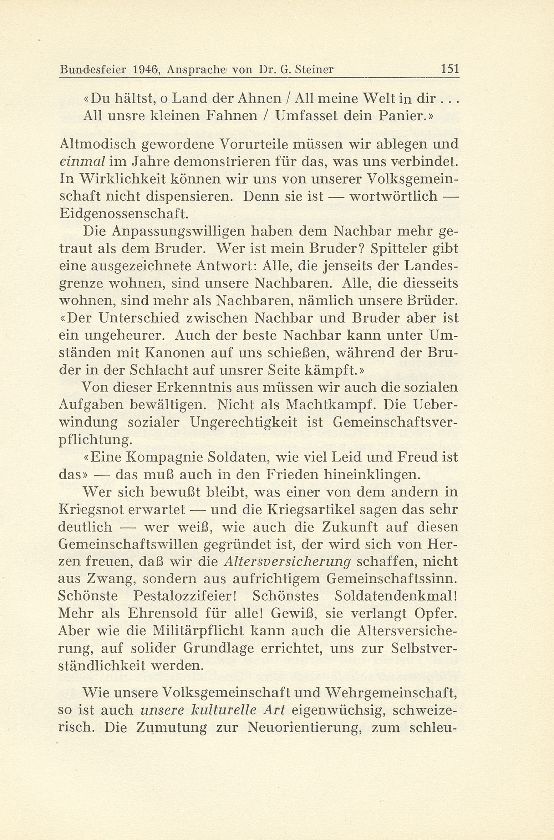 Zur Zeitgeschichte. Offizielle Bundesfeier auf dem Münsterplatz am 1. August 1946 [Ansprache] – Seite 3