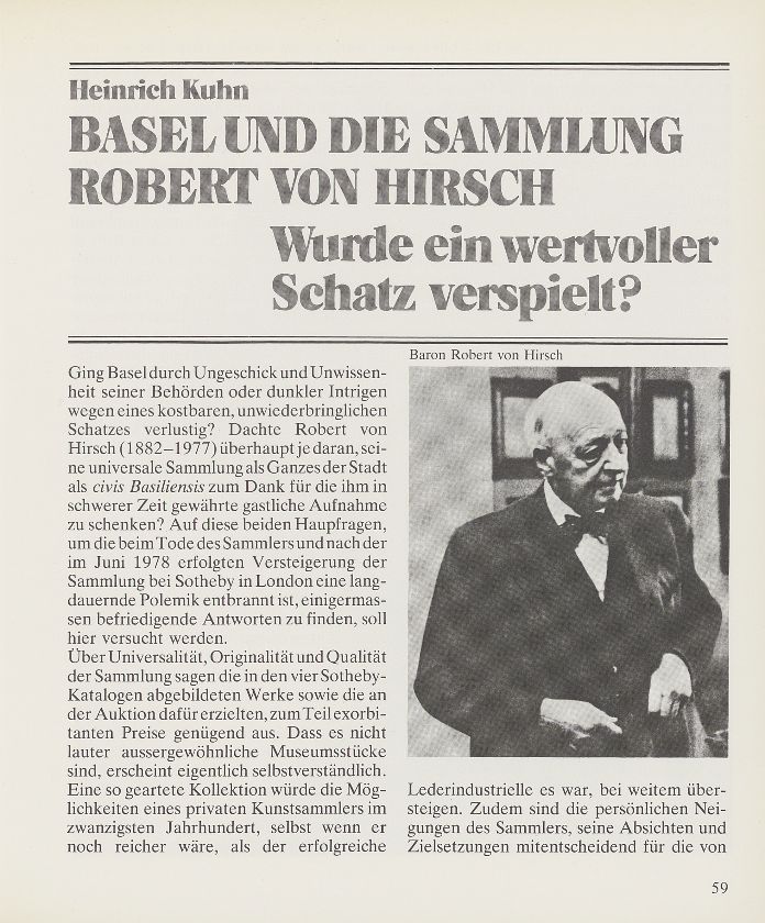 Basel und die Sammlung Robert von Hirsch – Seite 1