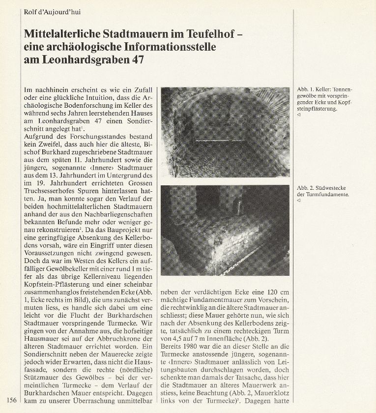 Mittelalterliche Stadtmauern im Teufelhof – eine archäologische Informationsstelle am Leonhardsgraben 47 – Seite 1