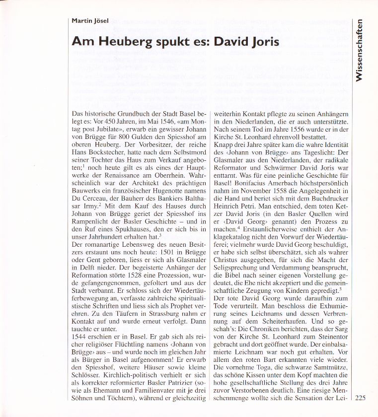 Am Heuberg spukt es: David Joris – Seite 1