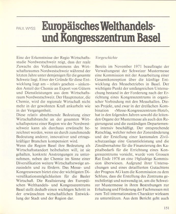 Europäisches Welthandels- und Kongresszentrum Basel – Seite 1
