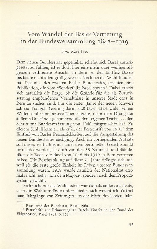 Vom Wandel der Basler Vertretung in der Bundesversammlung 1848-1919 – Seite 1