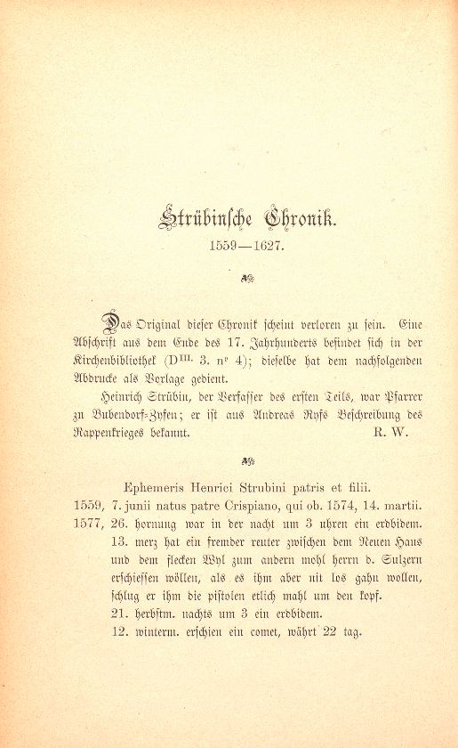 Strübinsche Chronik 1559-1627 – Seite 1