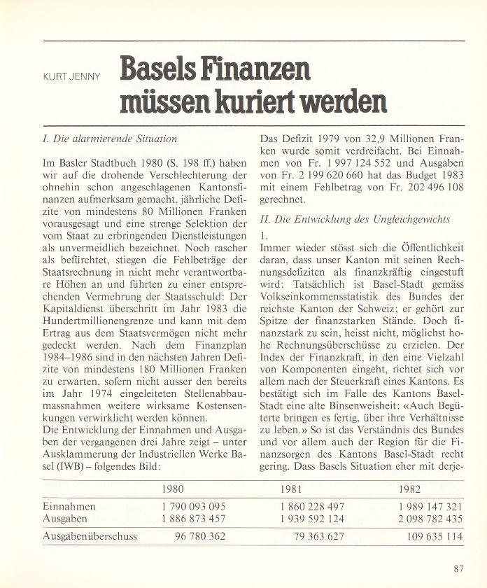 Basels Finanzen müssen kuriert werden – Seite 1