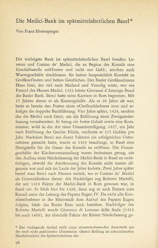 Die Medici-Bank im spätmittelalterlichen Basel – Seite 1