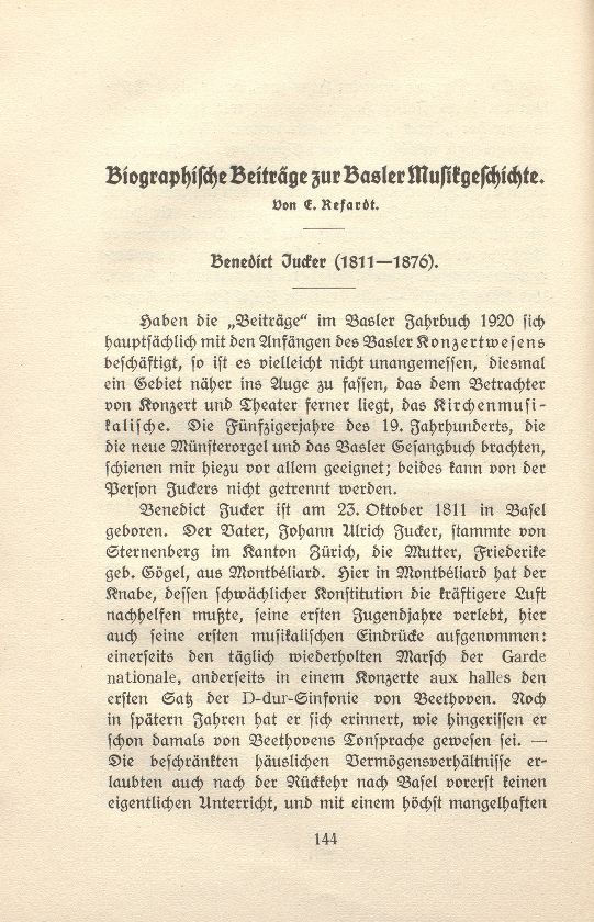 Biographische Beiträge zur Basler Musikgeschichte – Seite 1