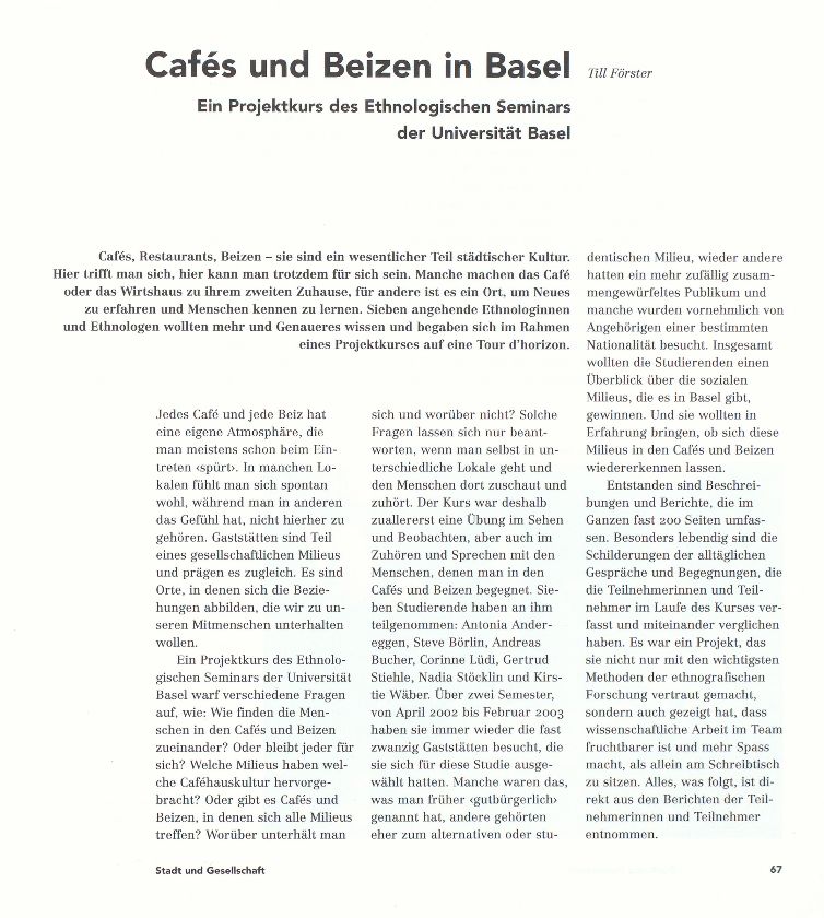 Cafés und Beizen in Basel  – Seite 1