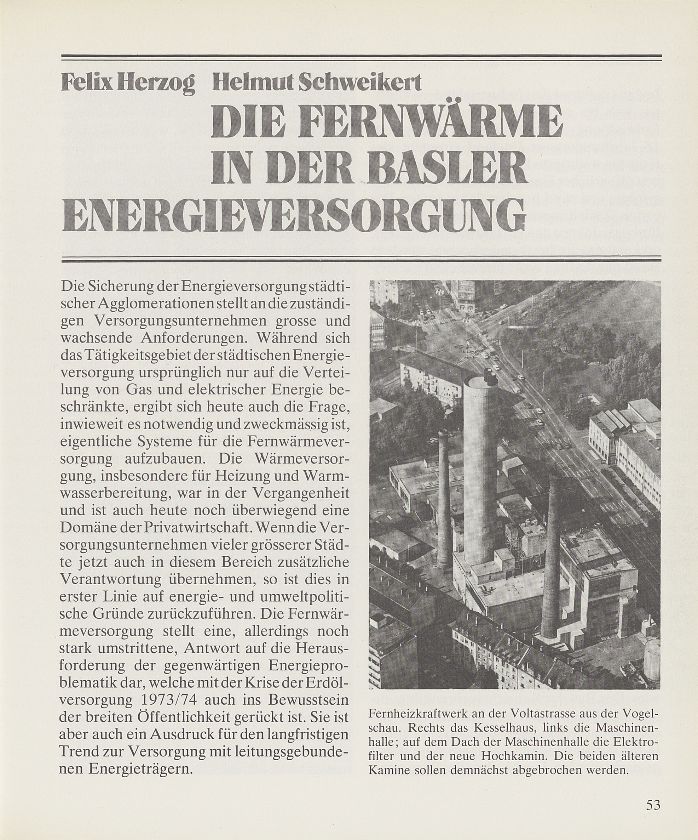 Die Fernwärme in der Basler Energieversorgung – Seite 1