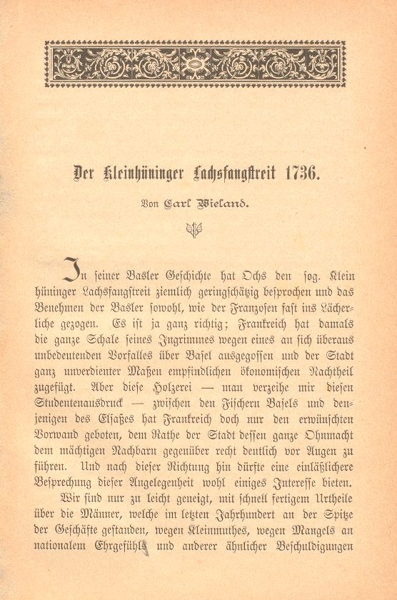 Der Kleinhüninger Lachsfangstreit 1736 – Seite 1