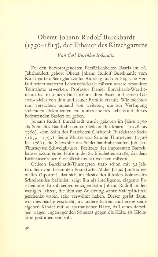Oberst Johann Rudolf Burckhardt (1750-1813), der Erbauer des Kirschgartens – Seite 1