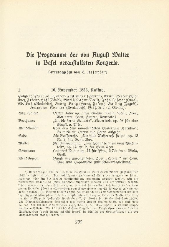 Die Programme der von August Walter in Basel veranstalteten Konzerte – Seite 1