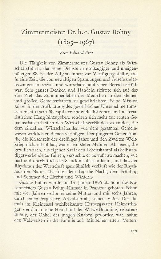 Zimmermeister Dr. h.c. Gustav Bohny (1895-1967) – Seite 1