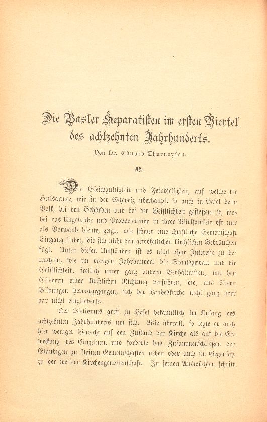 Die Basler Separatisten im ersten Viertel des XVIII. Jahrhunderts – Seite 1