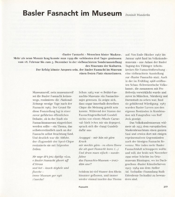 Basler Fasnacht im Museum – Seite 1