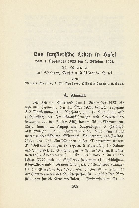 Das künstlerische Leben in Basel vom 1. November 1923 bis 1. Oktober 1924 – Seite 1