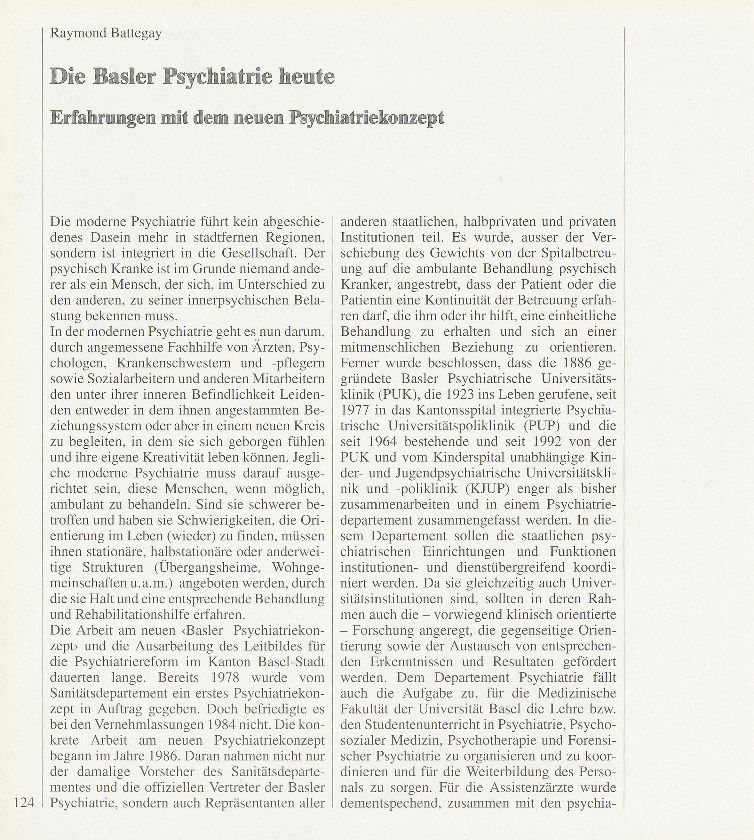 Die Basler Psychiatrie heute – Seite 1