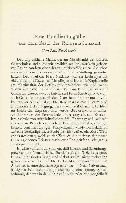 Eine Familientragödie aus dem Basel der Reformationszeit – Seite 1