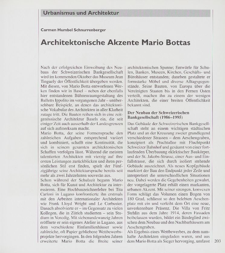 Architektonische Akzente Mario Bottas – Seite 1