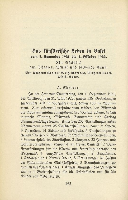 Das künstlerische Leben in Basel vom 1. November 1921 bis 1. Oktober 1922 – Seite 1