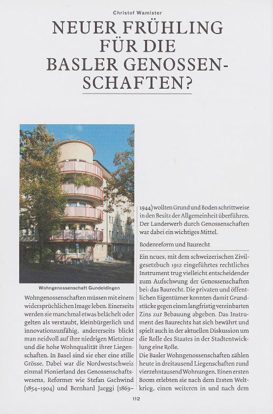 Neuer Frühling für die Basler Genossenschaften? Stadtentwicklung und Architektur – Seite 1