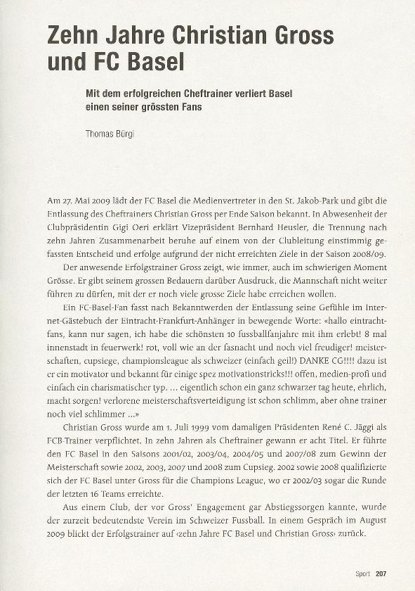 Zehn Jahre Christian Gross und FC Basel – Seite 1