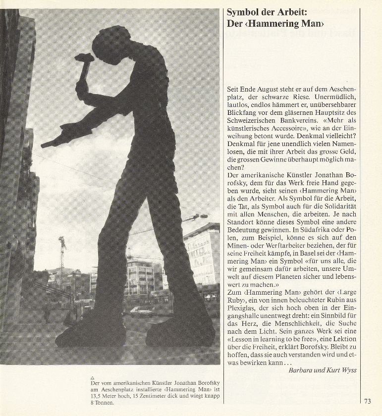 Symbol der Arbeit: Der ‹Hammering Man› – Seite 1