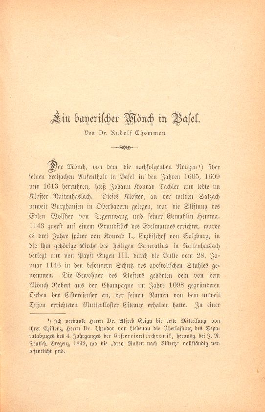 Ein bayrischer Mönch in Basel [Joh. Konr. Tachler] – Seite 1