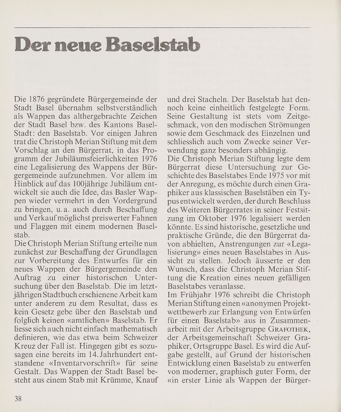 100 Jahre Basler Bürgergemeinde. Jubiläumsgaben der Christoph Merian Stiftung – Seite 1