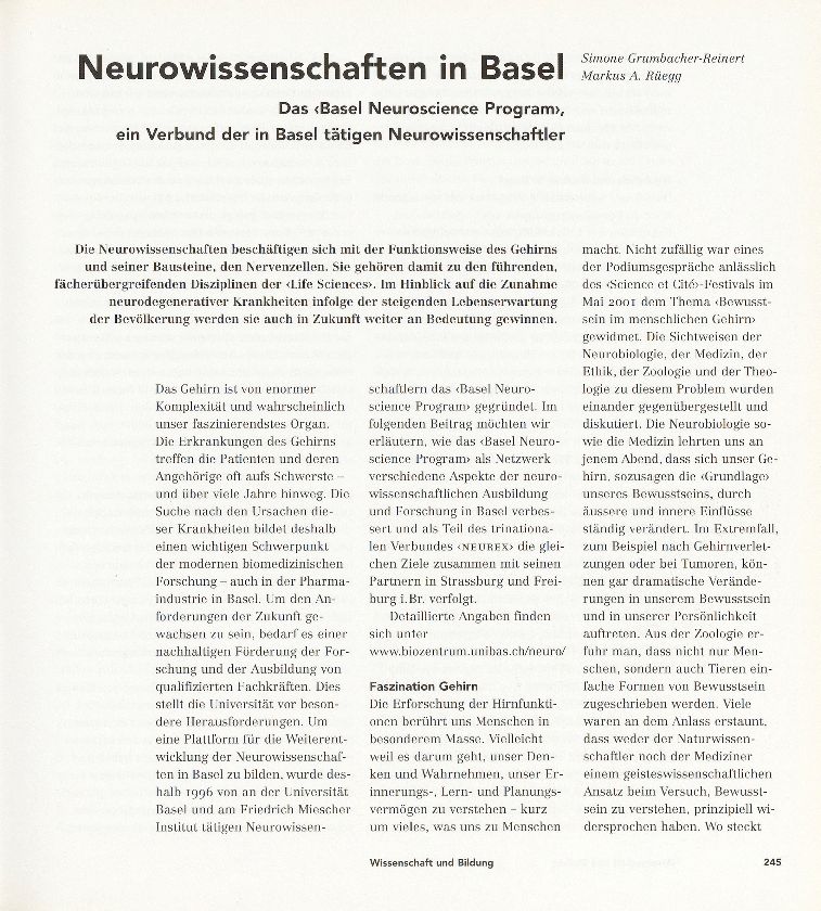 Neurowissenschaften in Basel – Seite 1