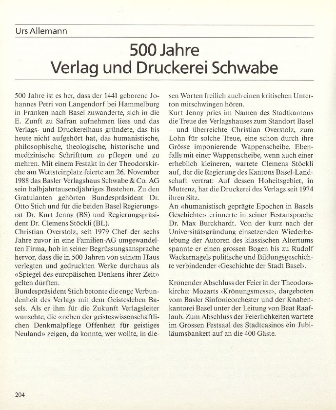 500 Jahre Verlag und Druckerei Schwabe – Seite 1