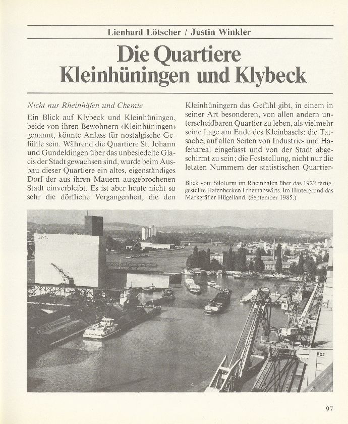 Die Quartiere Kleinhüningen und Klybeck – Seite 1
