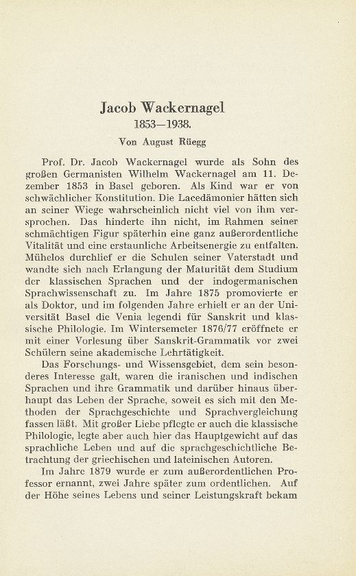 Jacob Wackernagel 1853-1938 – Seite 1
