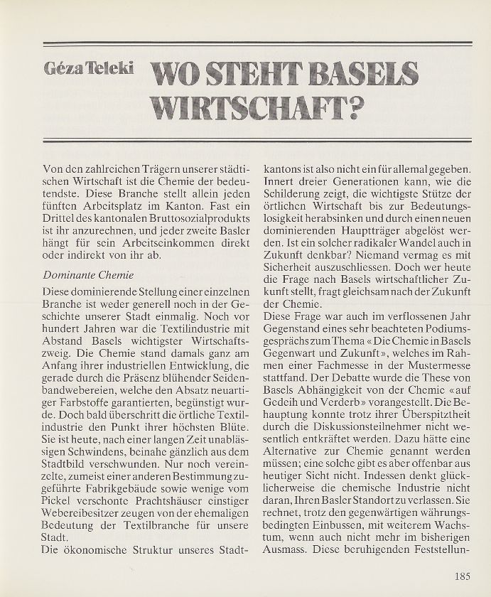Wo steht Basels Wirtschaft? – Seite 1