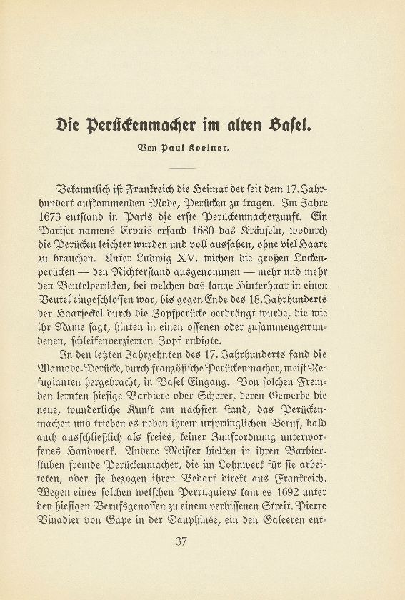 Die Perückenmacher im alten Basel – Seite 1