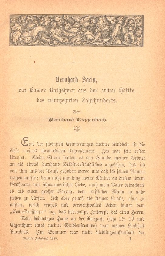 Bernhard Socin, ein Basler Ratsherr aus der ersten Hälfte des neunzehnten Jahrhunderts – Seite 1